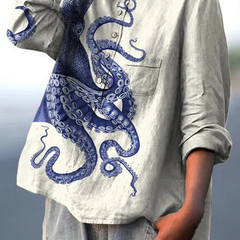 Amelia | Women's Deep Sea Octopus Tentacles Art Print Casual Shirt
