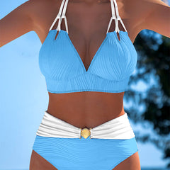 Lily™ | High Waisted Double Strap Swimsuit with Contrast Color