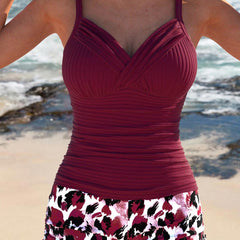 Gabby™ | Ribbed Tankini with Print Shorts