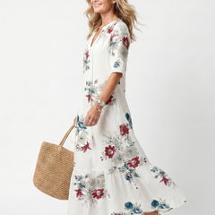 Maeva | Scattered Floral Tassel Tie Midi Dress