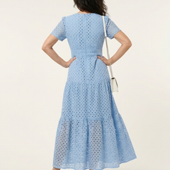 Brielle | V Neck Short Sleeve Tiered Midi Dress