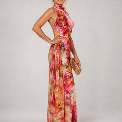 Elisabetta™ Halter Neck Floral Print Maxi Dress