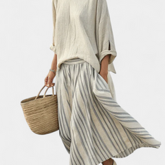 Aurora - Striped Midi Skirt Set