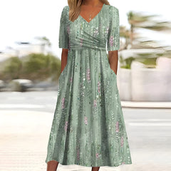 Celia | Elegant V-Neck Midi Dress