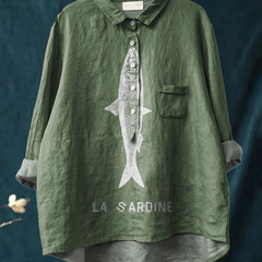 Sophie | Sardine Fish Graphic Printed Women's Casual Shirt
