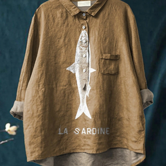 Sophie | Sardine Fish Graphic Printed Women's Casual Shirt