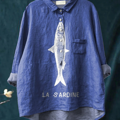 Sophie | Sardine Fish Graphic Printed Women's Casual Shirt