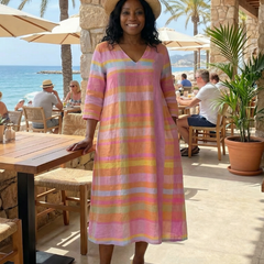Tessa | Easy Drape Stripe Midi Dress