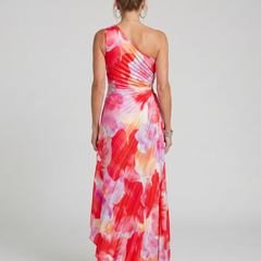 Taya™ One Shoulder Pleated Bodice Midi Dress