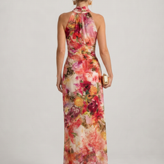 Elisabetta™ Halter Neck Floral Print Maxi Dress