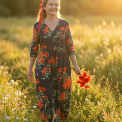 Cyrus | Calm Drape Floral Midi Dress