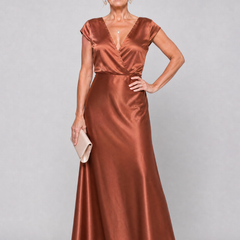Samouse™ Cap Sleeve Wrap Bodice Maxi Dress
