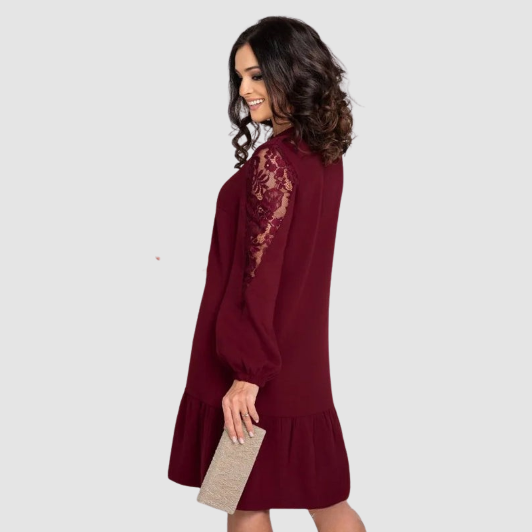 Elegant Lace Sleeve Midi Dress