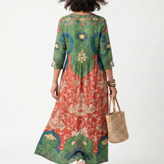 Sloane | Mixed Print V Neck Pocket Midi Dress