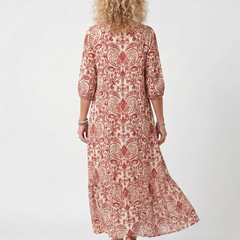 Noelle | Ornate Print Tassel Tie Midi Dress
