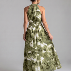 Olivia™ Gathered Waist Abstract Print Midi Dress