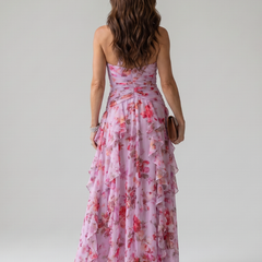 Nori™ Halter Neck Ruched Bodice Floral Maxi Dress