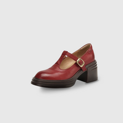 Rowena | Women's Chunky Block Heel Mary Jane Pumps Round Toe Strap