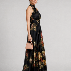 Sior™ Floral Halter Neck Midi Dress