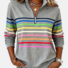 Vienna | Rainbow Striped Zip Sweatshirt