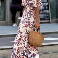 Joan  | Floral Print Puff Sleeve Maxi Dress