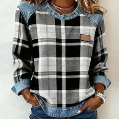 Ivy | Sweatshirt with Checkered Patchwork
