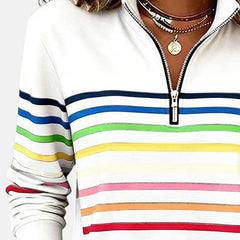 Vienna | Rainbow Striped Zip Sweatshirt