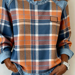 Ivy | Sweatshirt with Checkered Patchwork