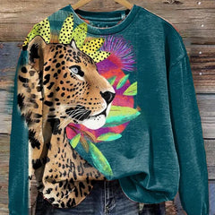 Round Neck Sweater with Stylish Print
