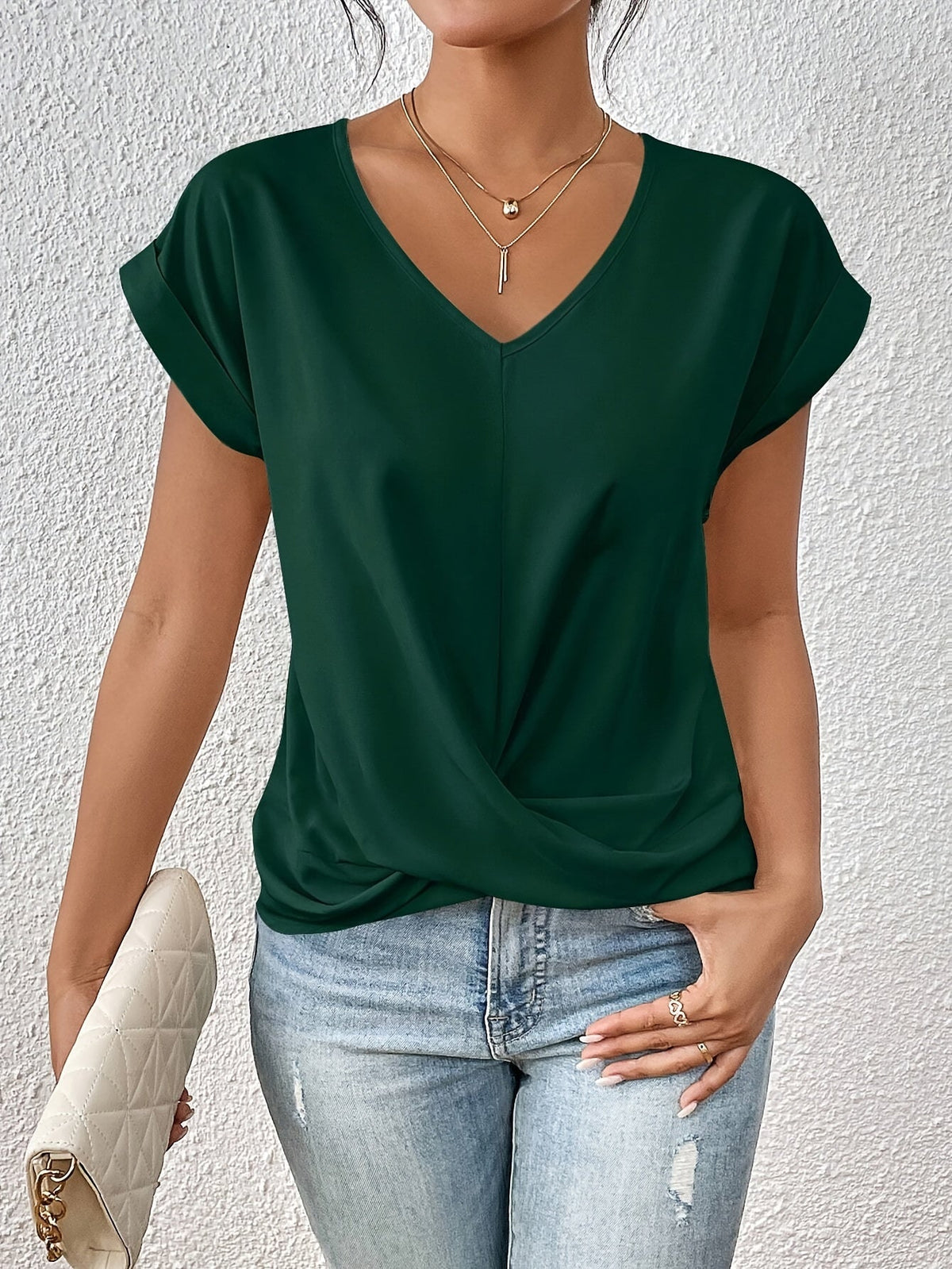 Classic T Shirt with V Neckline