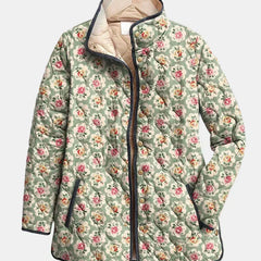 Aveline | Vintage Floral Art Print Quilted Jacket
