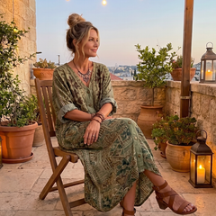 Aleta | Button Front Embroidered Oversized Pocket Midi Dress