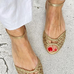 Isadora | Woven Gold Sandals