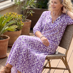 Penelope | Printed Tassel Tie Midi Dress