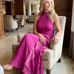 Orea | High Neck Gathered Ruffle Layers Maxi Dress