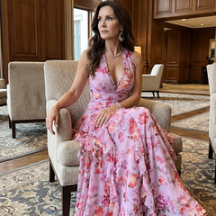 Nori™ Halter Neck Ruched Bodice Floral Maxi Dress