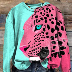 Round Neck Sweater with Stylish Print