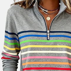 Vienna | Rainbow Striped Zip Sweatshirt