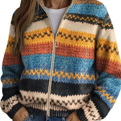Yseult™ | Multicolor Zigzag Striped Knit Cardigan