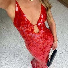 Holly | Women's Wedding Guest Sequin Backless Dress
