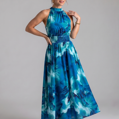 Olivia™ Gathered Waist Abstract Print Midi Dress