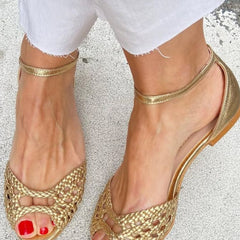 Isadora | Woven Gold Sandals