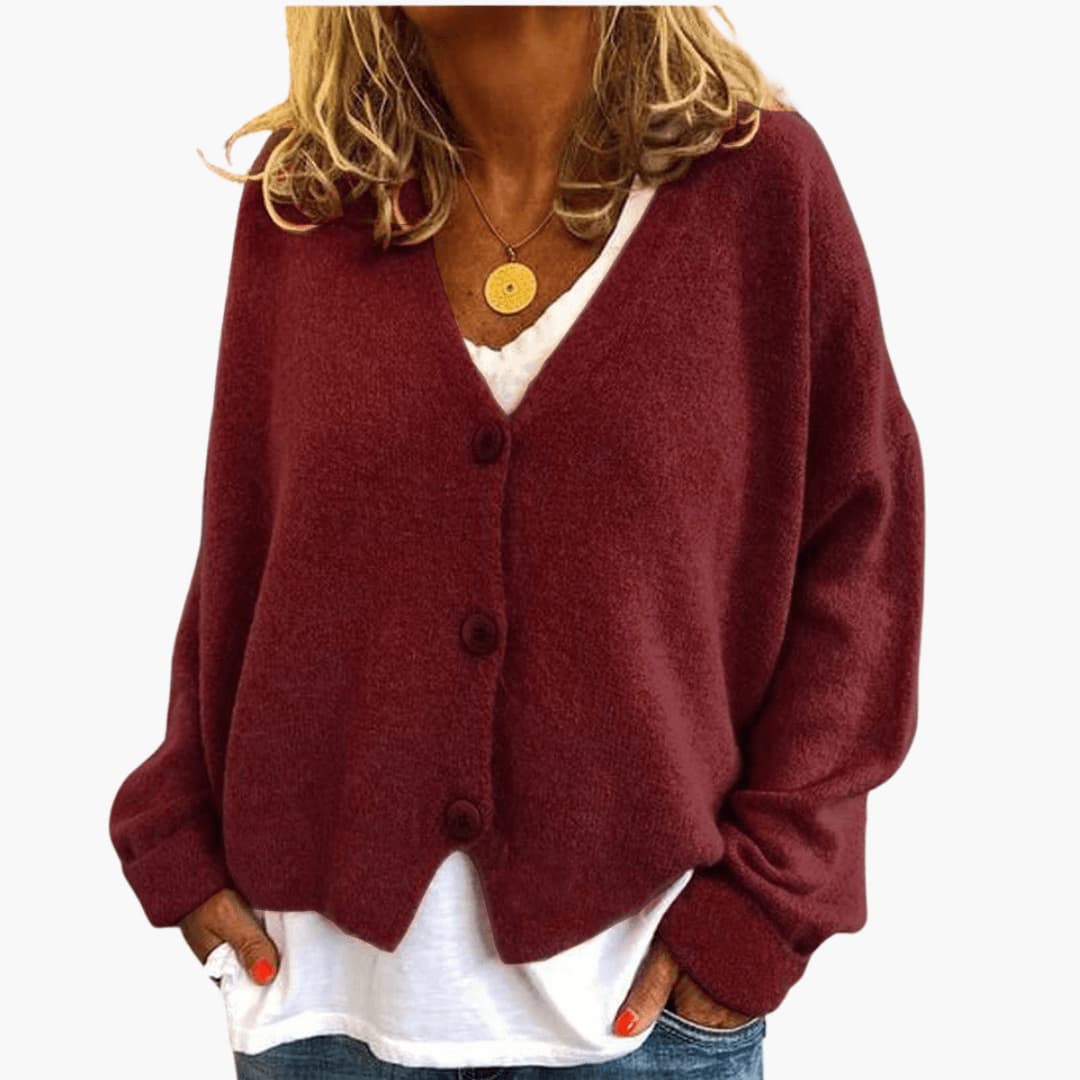V-Neck Button Cardigan
