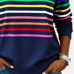Vienna | Rainbow Striped Zip Sweatshirt
