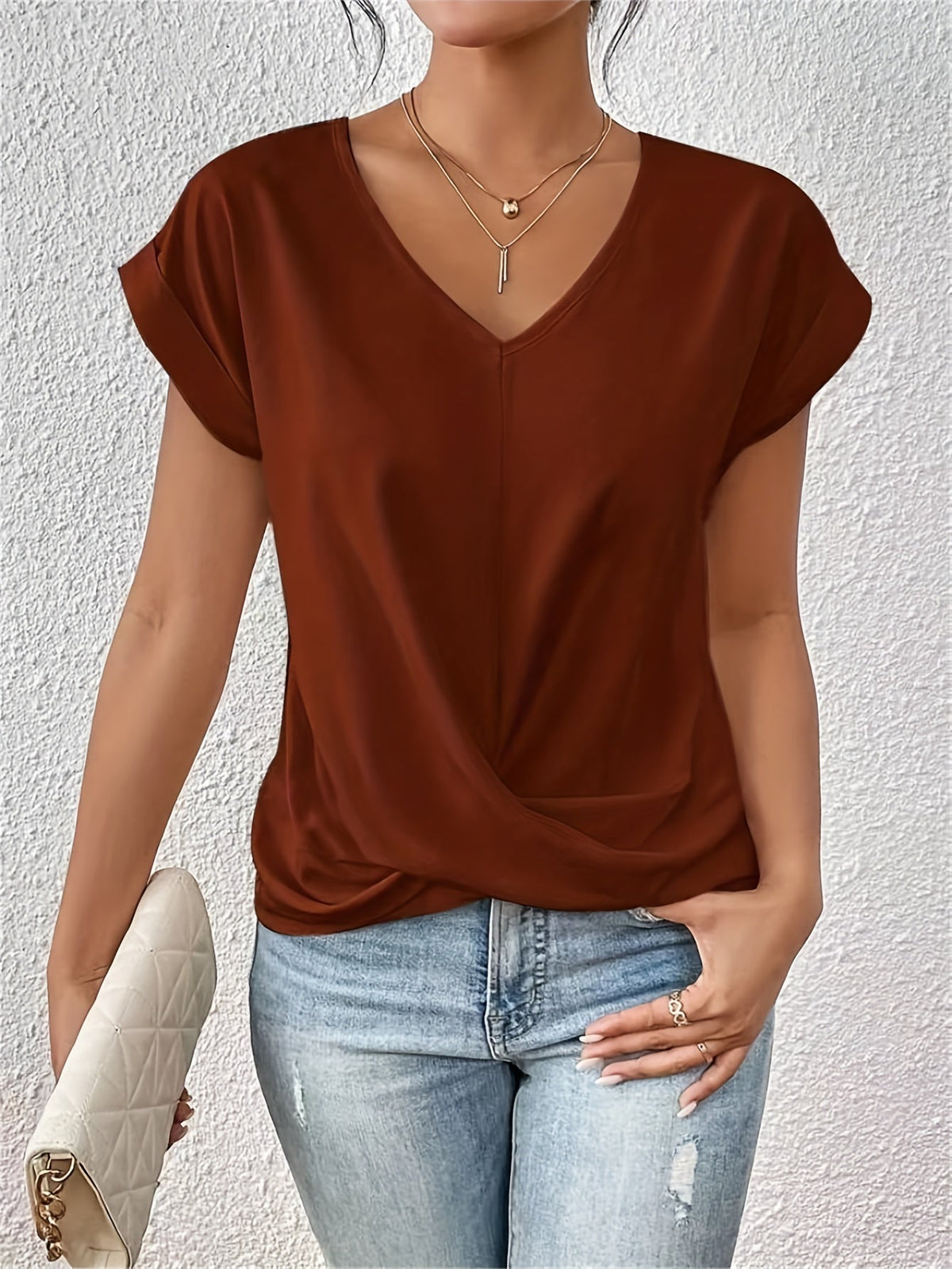 Classic T Shirt with V Neckline