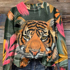 Round Neck Sweater with Stylish Print