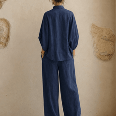 Maribel | Linen Batwing Sleeves and Wide-Leg Pants