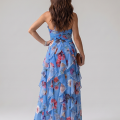 Nori™ Halter Neck Ruched Bodice Floral Maxi Dress