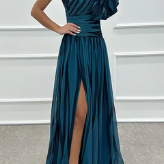 Bonnie™ | Elegant Striped One Shoulder Maxi Dress