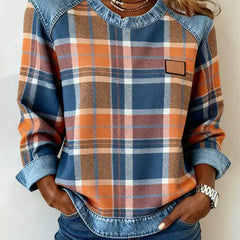 Ivy | Sweatshirt with Checkered Patchwork